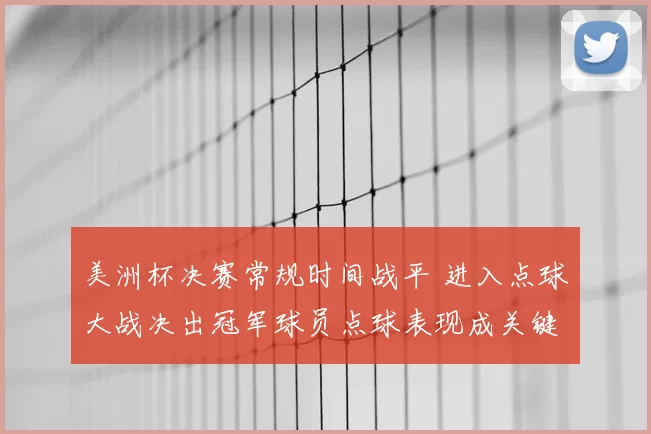 美洲杯决赛常规时间战平 进入点球大战决出冠军球员点球表现成关键